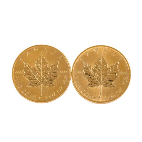 Kanada/GOLD 2x Maple Leaf, Elisabeth II. 50 Dollars 1992,1994.