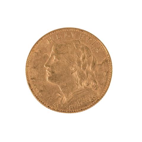 Schweiz /GOLD - 1 x 10 Sfr Vreneli 1912-B