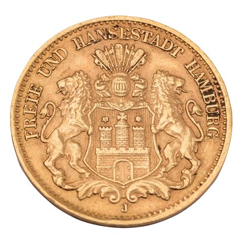 Deutsches Kaiserreich / Hamburg - 10 Mark 1906/J, Stadtsiegel, GOLD,