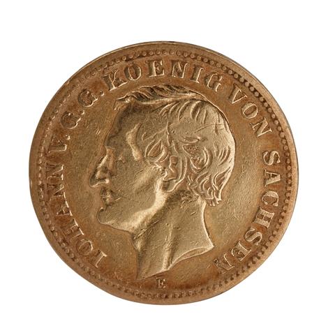 Deutsches Kaiserreich / Sachsen - 10 Mark 1873/E, König Johann, GOLD,