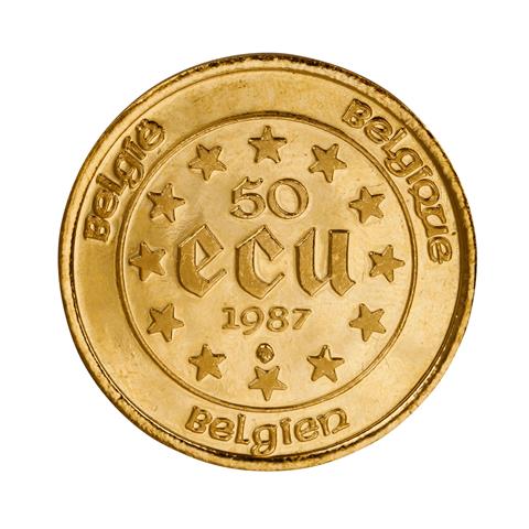 Belgien/GOLD - 50 Ecu 1987. "30 Jahre Römische Verträge".