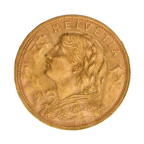 Schweiz/GOLD - Vreneli 20 Franken 1935.
