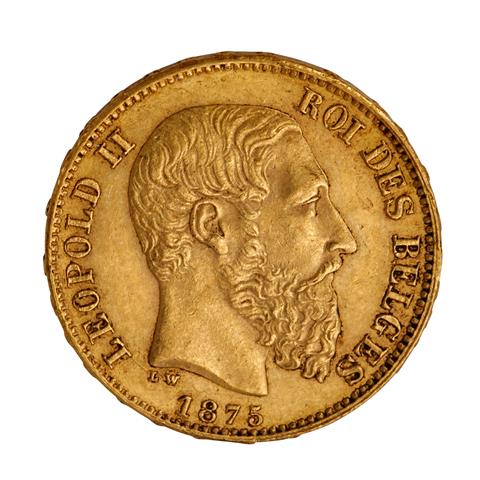 Belgien/GOLD - Leopold II. 20 Francs 1875