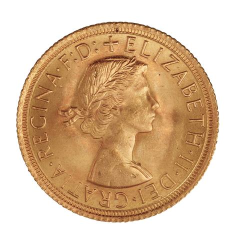 Großbritannien/GOLD-Elisabeth II. Sovereign 1966.