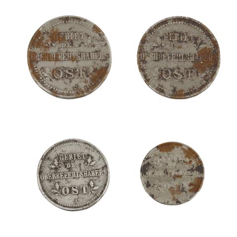 Deutsches Reich / Oberbefehlshaber Ost - 4 Münzen zu 1, 2, 3 und 5 Kopeken,