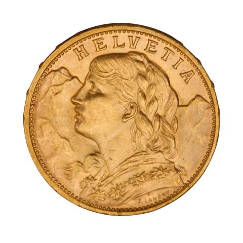 Schweiz /GOLD - 1 x 20 Sfr. Vreneli 1914-B
