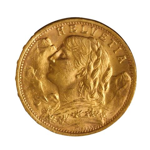 Schweiz /GOLD - 1 x 20 Sfr. Vreneli 1927-B