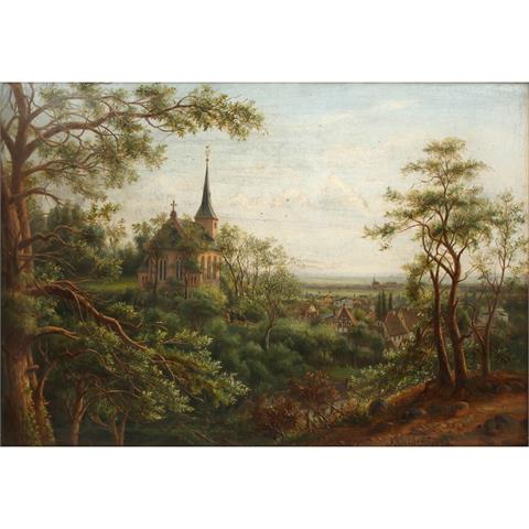 BERKHOUT, NICOLAUS (1813-1892), „Dorf Ingenheim mit Kirchansicht“,