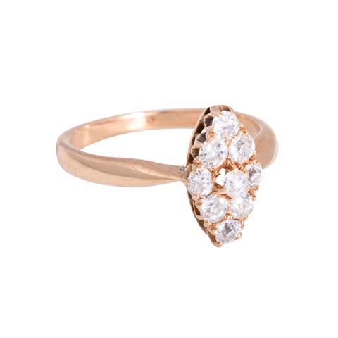 Ring mit kleiner Rautenform ausgefasst mit Diamanten zus. ca. 0,45 ct,