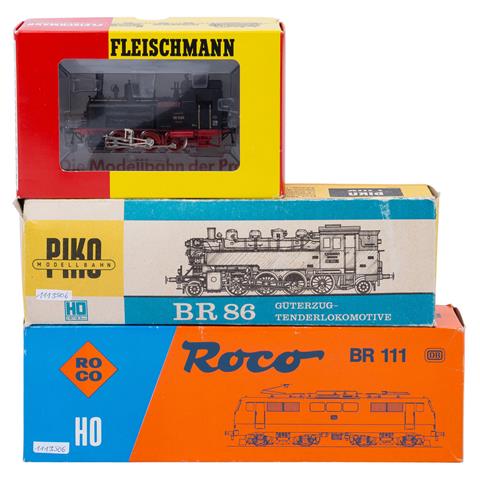 ROCO/FLEISCHMANN/PIKO 3-tlg Konvolut Lokomotiven, Spur H0,