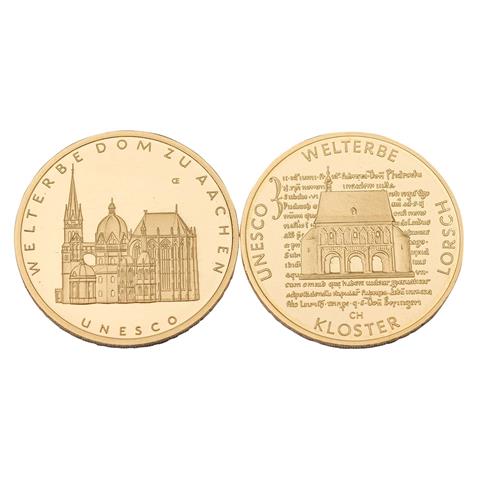 BRD - 2 x 100 Euro in GOLD, Aachen 2012, Kloster Lorsch 2014,