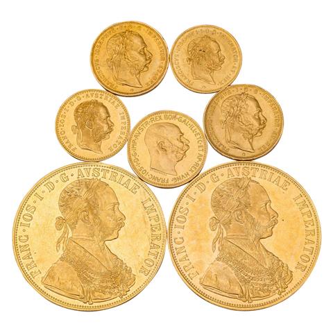Österreich /GOLDLOT - Franz Josef I. 7x Goldmünzen mit insg. ca. 51,5 g fein