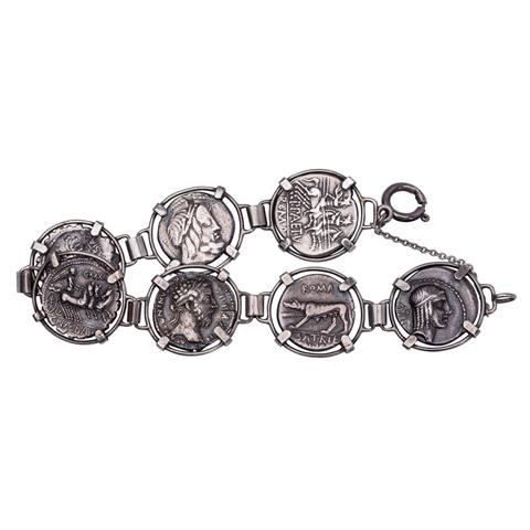 Silbernes Damenarmband mit römischen und keltischen Münzen -