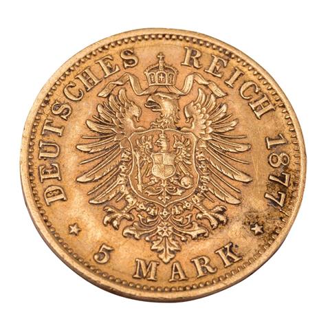 Deutsches Kaiserreich / Württemberg - 5 Mark 1877/F, GOLD, König Karl,