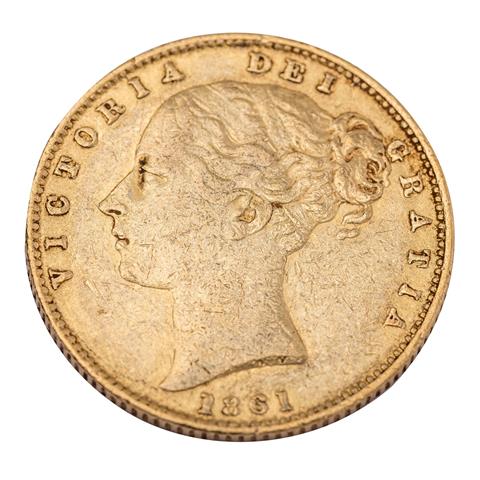 Großbritannien /GOLD - Viktoria, 1 Sovereign 1861 (Wappen)