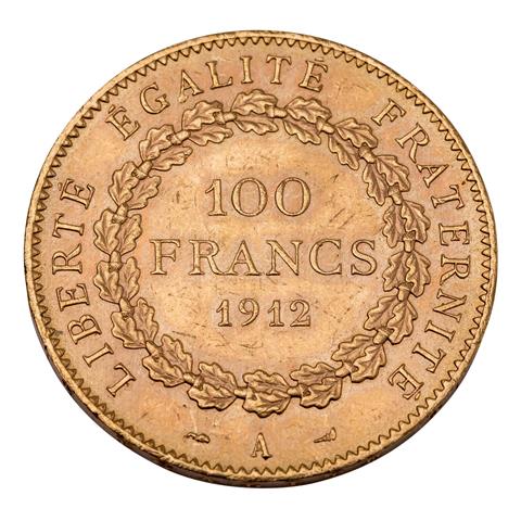 Frankreich - 100 Francs 1912/A, GOLD,