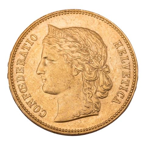 Schweiz /GOLD - 20 Sfr Helvetia 1890