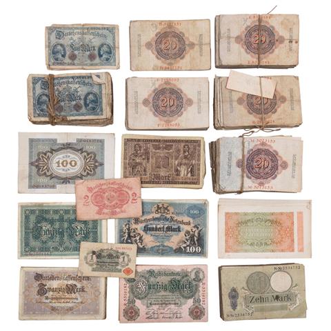 Eine Vielzahl an Banknoten Dt. Kaiserreich und Weimarer Republik -