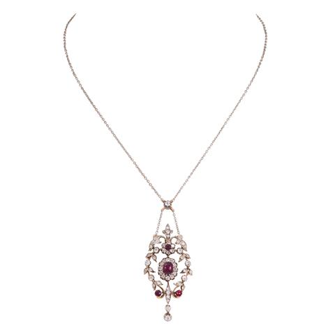 Victorianisches Collier mit Rubinen und Diamanten