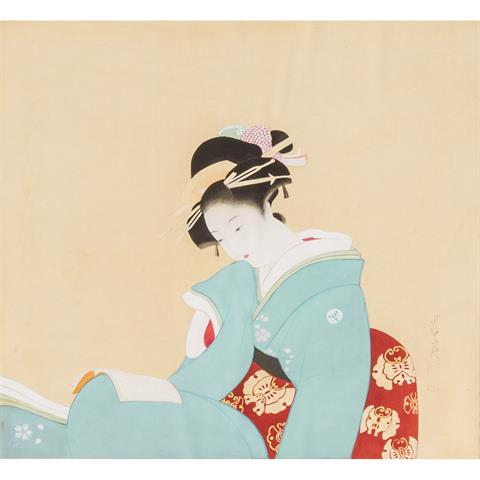 Rollbild "Lesende Schönheit" JAPAN, Taishô-Zeit (1912-1926)