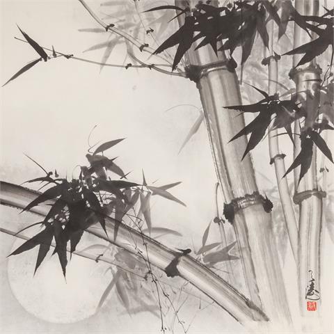 Rollbild "Tuschebambus". JAPAN, Showa-Zeit (1926-1989).