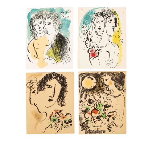 CHAGALL, MARC (1887-1985), 4 Glückwunschkarten "Bonne Annèe", 1973 u.a.,