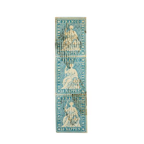 Schweiz - 1854/63, 10 Rappen lebhaftpreussischblau, sitzende Helvetia,