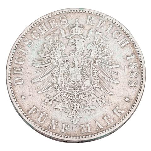 Deutsches Kaiserreich / Hessen - 5 Mark 1888/A, Grossherzog Ludwig IV.,
