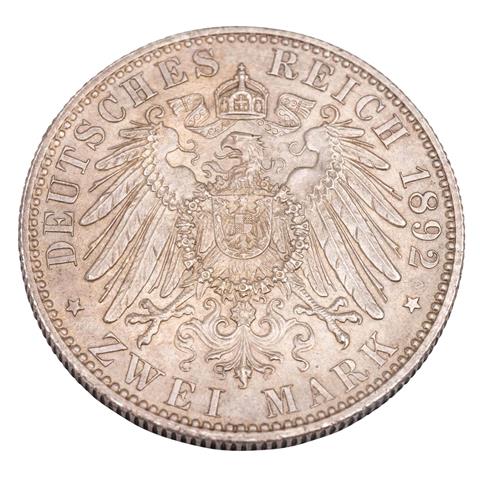 Großherzogtum Sachsen-Weimar-Eisenach/ Silber - 2 Mark 1892/A,