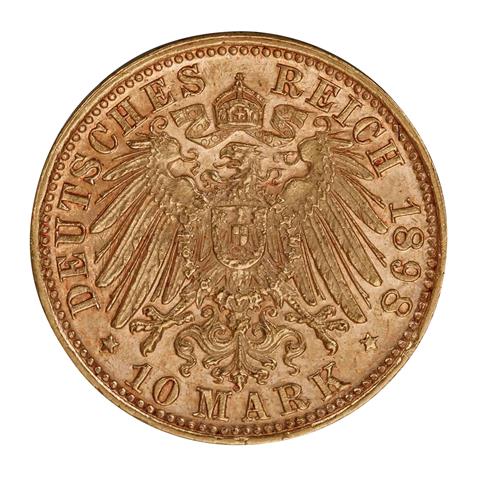 Herzogtum Sachsen-Meiningen/Gold - 10 Mark 1898/D, Herzog Georg II. (1866-1914),