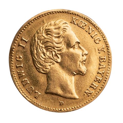 Königreich Bayern/Gold - 5 Mark 1878/D, König Ludwig II. (1864-1886),