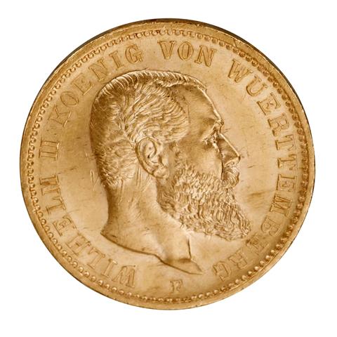 Königreich Württemberg/Gold - 20 Mark 1914/F, König Wilhelm II.,