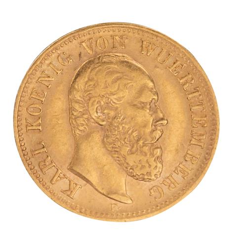Württemberg/Gold - 5 Mark 1878/F, König Karl,