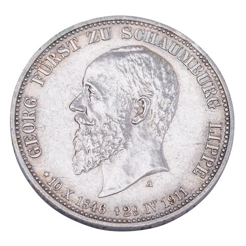 Schaumburg-Lippe/Silber - 3 Mark 1911/A, Auf den Tod des Fürsten Georg,