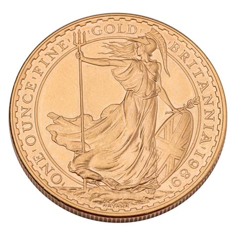 Großbritannien/GOLD - Elisabeth II. (1952-2022) 100 Pfund 1989. Britannia.