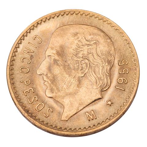 Mexiko/GOLD - 5 Pesos 1955 M, Mexico City.