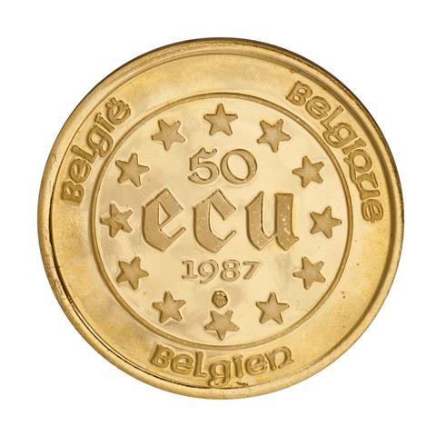 Belgien/Gold - 50 ECU 1987, 30 Jahre Römische Verträge,