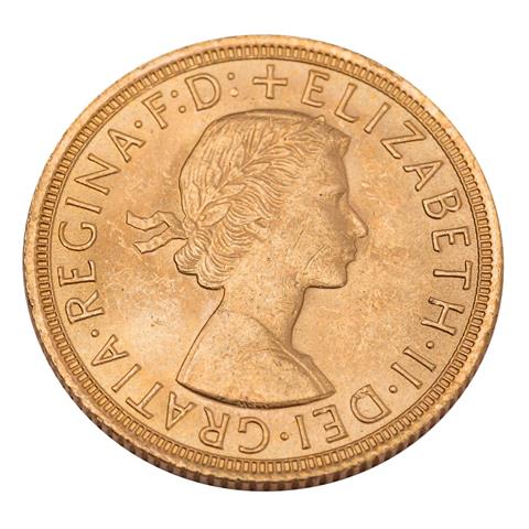 Großbritannien /GOLD - Elisabeth II mit Schleife, 1 Sovereign 1963