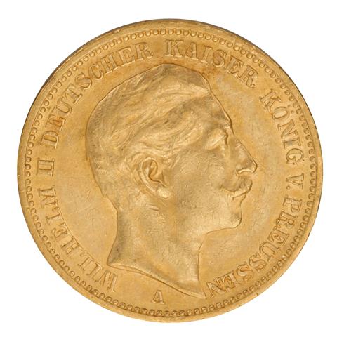 Dt. Kaiserreich /GOLD - Preußen, Wilhelm II. 20 Mark 1889-A