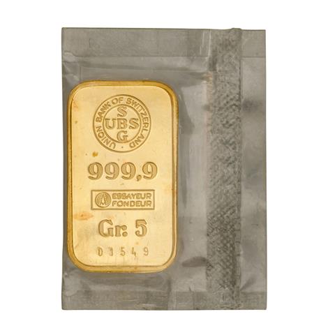 5 Gramm Barren GOLD, Hersteller UBS,