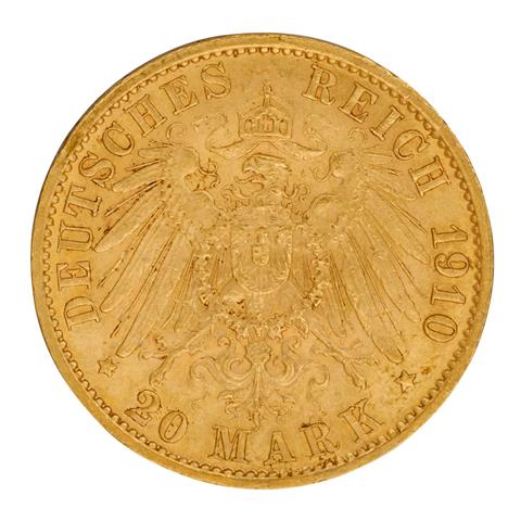 Deutsches Kaiserreich / Preussen - 20 Mark 1910, Kaiser Wihelm II, GOLD,