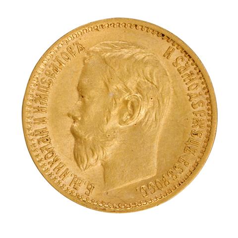 Russisches Zarenreich  /GOLD - Nikolai II. 5 Rb 1899