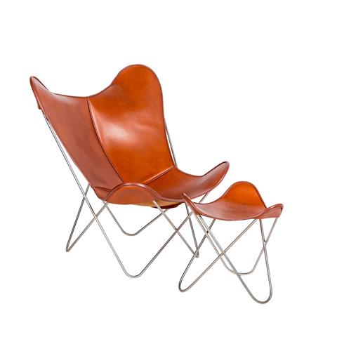 HARDOY, FERRARI, „Butterfly Chair mit Ottomane“, Design des 20. Jh.,