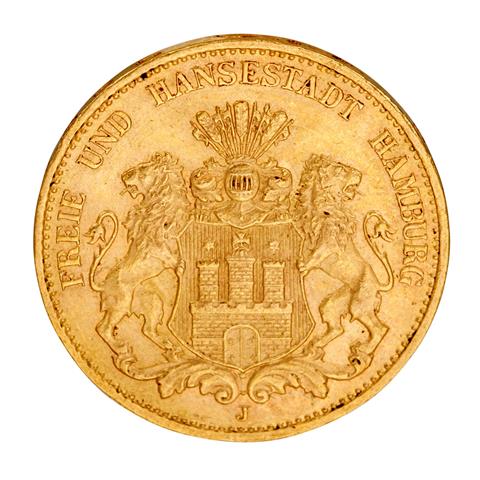 Dt. Kaiserreich /GOLD - Freie und Hansestadt Hamburg 20 Mark 1913-J
