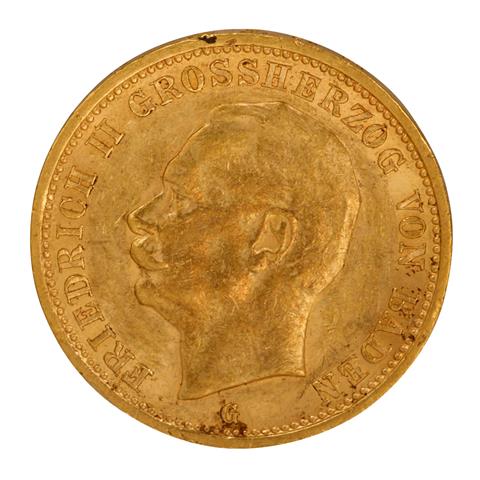 Dt. Kaiserreich /GOLD - Baden, Friedrich II. 20 Mark 1911-G