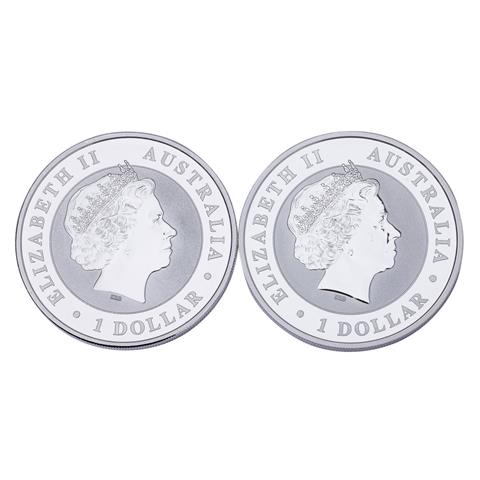 Australien/SILBER - 2 x 1 Dollar Elisabeth II. 2018 zu je 1 Unze Silber fein.