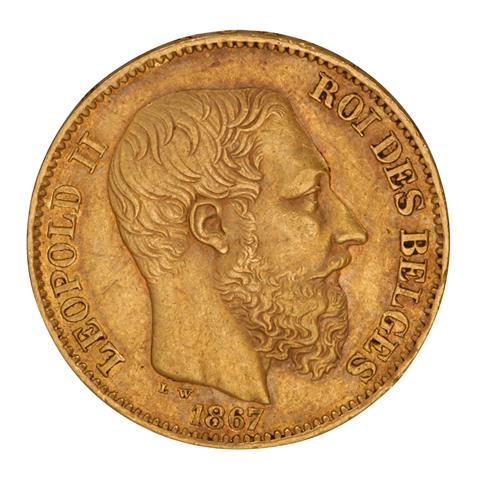 Belgien /GOLD - Leopold II. 20 Francs 1867