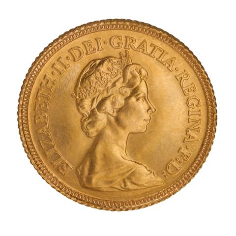 Großbritannien /GOLD - Elisabeth II. mit Diadem 1/2 Sovereign 1982