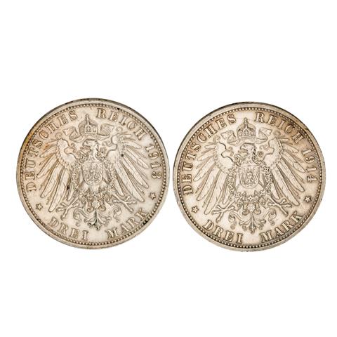 Deutsches Kaiserreich / Sachsen Preussen - 2 x 3 Mark,