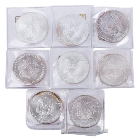 USA/SILBER - 8 x 1 Dollar American Silver Eagle je 1 Unze